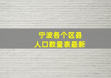 宁波各个区县人口数量表最新