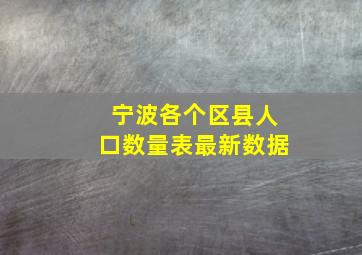 宁波各个区县人口数量表最新数据