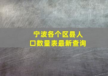 宁波各个区县人口数量表最新查询