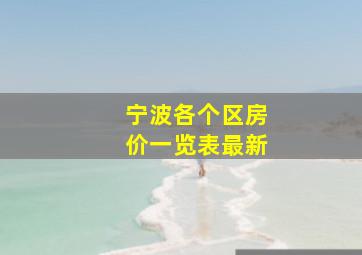 宁波各个区房价一览表最新