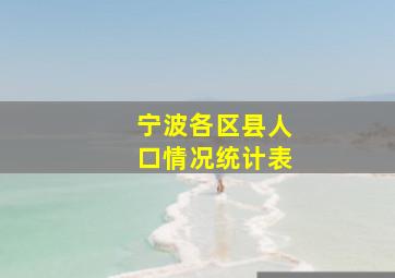 宁波各区县人口情况统计表