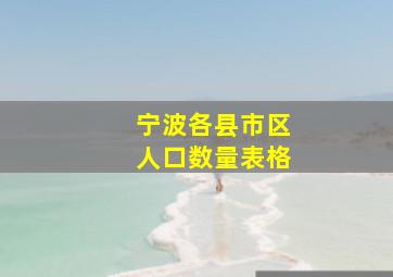 宁波各县市区人口数量表格