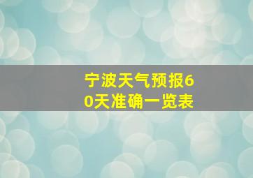 宁波天气预报60天准确一览表