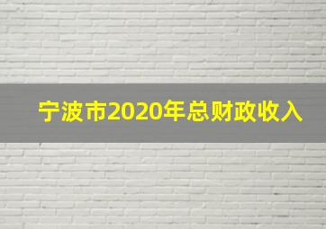 宁波市2020年总财政收入