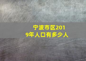 宁波市区2019年人口有多少人