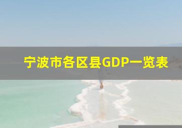 宁波市各区县GDP一览表