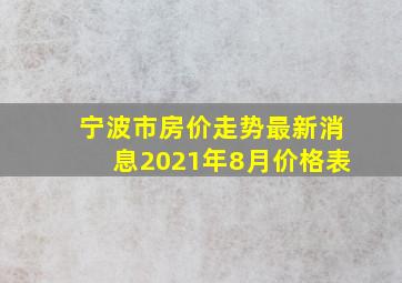 宁波市房价走势最新消息2021年8月价格表