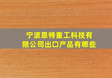 宁波恩特重工科技有限公司出口产品有哪些