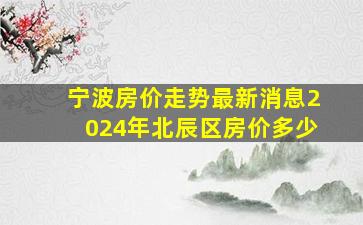 宁波房价走势最新消息2024年北辰区房价多少