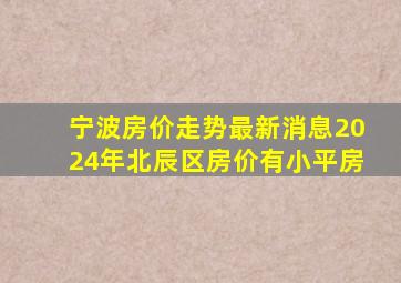 宁波房价走势最新消息2024年北辰区房价有小平房