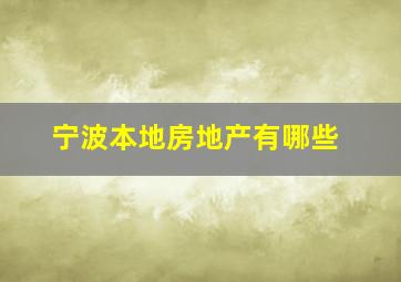 宁波本地房地产有哪些