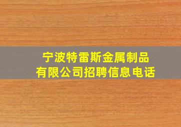 宁波特雷斯金属制品有限公司招聘信息电话