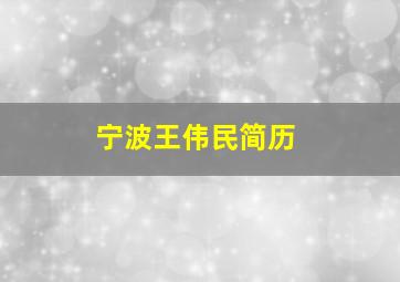 宁波王伟民简历