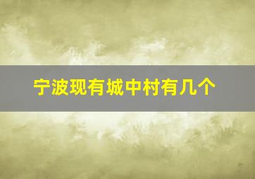 宁波现有城中村有几个