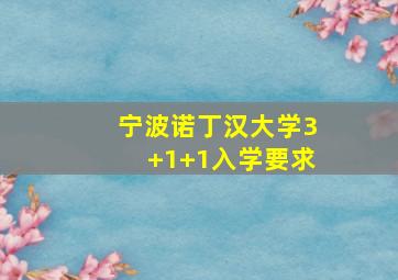 宁波诺丁汉大学3+1+1入学要求