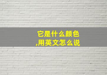 它是什么颜色,用英文怎么说