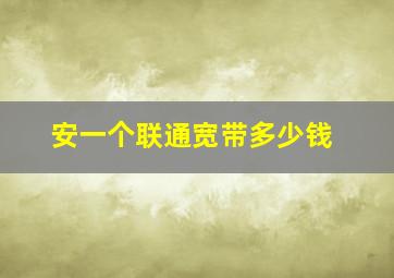 安一个联通宽带多少钱