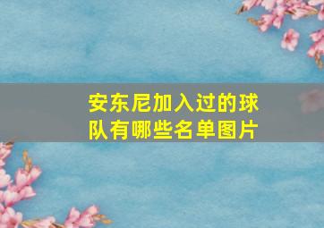 安东尼加入过的球队有哪些名单图片