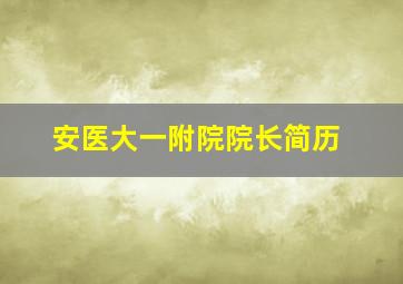 安医大一附院院长简历