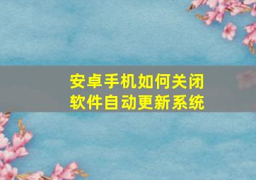 安卓手机如何关闭软件自动更新系统