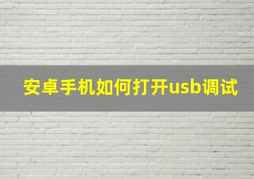 安卓手机如何打开usb调试