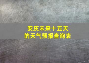 安庆未来十五天的天气预报查询表