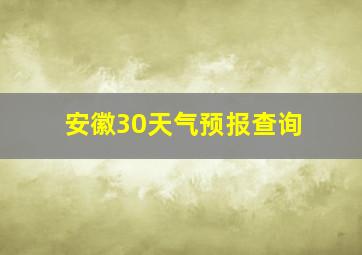 安徽30天气预报查询