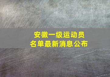 安徽一级运动员名单最新消息公布