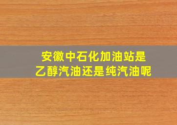 安徽中石化加油站是乙醇汽油还是纯汽油呢