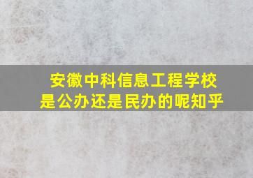 安徽中科信息工程学校是公办还是民办的呢知乎