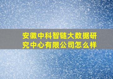 安徽中科智链大数据研究中心有限公司怎么样