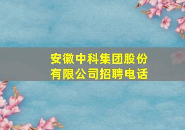 安徽中科集团股份有限公司招聘电话