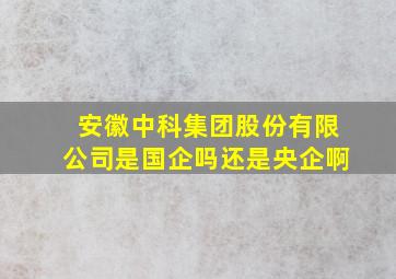 安徽中科集团股份有限公司是国企吗还是央企啊