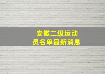 安徽二级运动员名单最新消息