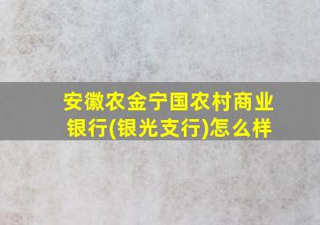 安徽农金宁国农村商业银行(银光支行)怎么样