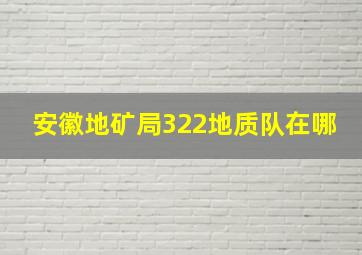 安徽地矿局322地质队在哪