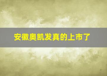 安徽奥凯发真的上市了