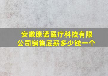 安徽康诺医疗科技有限公司销售底薪多少钱一个