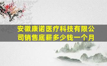 安徽康诺医疗科技有限公司销售底薪多少钱一个月