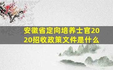 安徽省定向培养士官2020招收政策文件是什么