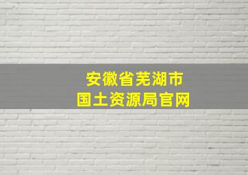 安徽省芜湖市国土资源局官网