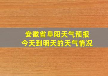 安徽省阜阳天气预报今天到明天的天气情况