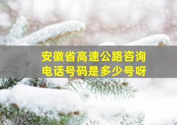 安徽省高速公路咨询电话号码是多少号呀