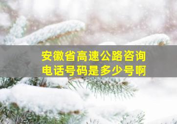 安徽省高速公路咨询电话号码是多少号啊