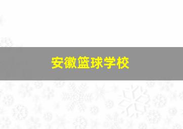 安徽篮球学校