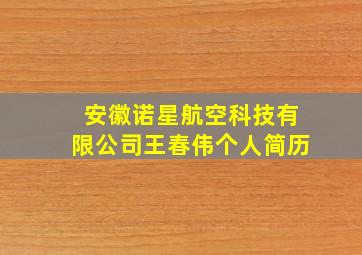 安徽诺星航空科技有限公司王春伟个人简历