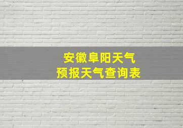 安徽阜阳天气预报天气查询表