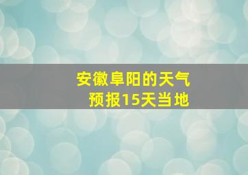 安徽阜阳的天气预报15天当地