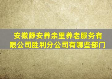 安徽静安养亲里养老服务有限公司胜利分公司有哪些部门