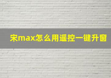 宋max怎么用遥控一键升窗